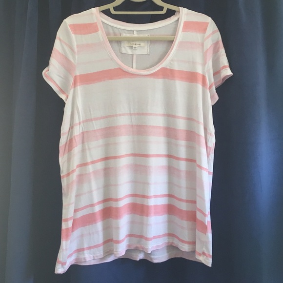 Anthropologie | Pink Stripe Scoop Tee - Picture 1 of 4